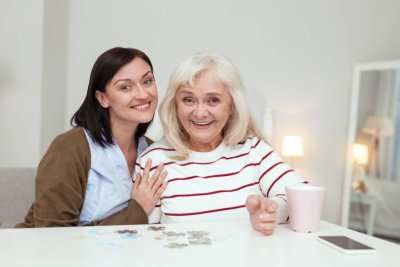 middle aged woman together with an elderly woman